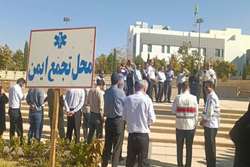 مانور اطفا حریق و تخلیه اضطراری در ساختمان مرکزی اورژانس فارس برگزار شد